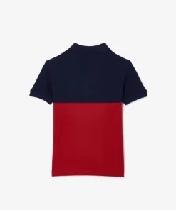 Lacoste Mädchenkleidung>Kinder Poloshirt Aus Bio-Baumwoll-Pique Mit Colourblock Navy Blau / Burgunder Isv