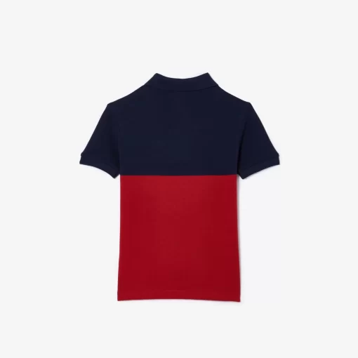 Lacoste Mädchenkleidung>Kinder Poloshirt Aus Bio-Baumwoll-Pique Mit Colourblock Navy Blau / Burgunder Isv