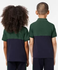 Lacoste Jungenkleidung>Kinder Poloshirt Aus Bio-Baumwoll-Pique Mit Colourblock Dunkelgrun / Navy Blau Kzi