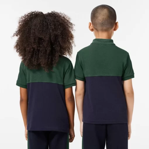 Lacoste Jungenkleidung>Kinder Poloshirt Aus Bio-Baumwoll-Pique Mit Colourblock Dunkelgrun / Navy Blau Kzi