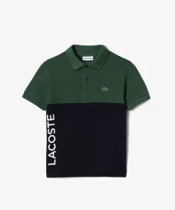 Lacoste Jungenkleidung>Kinder Poloshirt Aus Bio-Baumwoll-Pique Mit Colourblock Dunkelgrun / Navy Blau Kzi