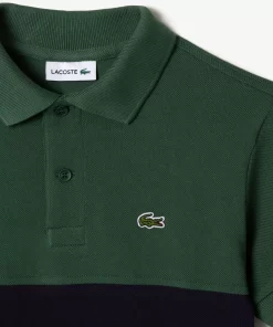 Lacoste Jungenkleidung>Kinder Poloshirt Aus Bio-Baumwoll-Pique Mit Colourblock Dunkelgrun / Navy Blau Kzi