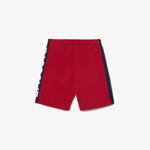 Lacoste Mädchenkleidung>Kinder Shorts Aus Bio-Baumwolle Mit Farbstreifen Burgunder / Navy Blau Iqf