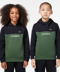 Lacoste Jungenkleidung>Kinder Sweatshirt Aus Baumwoll-Flanell Navy Blau / Dunkelgrun Mi7