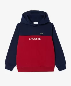 Lacoste Mädchenkleidung>Kinder Sweatshirt Aus Baumwoll-Flanell Navy Blau / Burgunder Isv