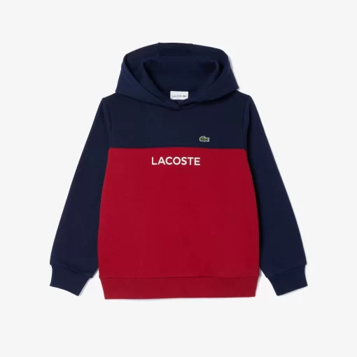 Lacoste Mädchenkleidung>Kinder Sweatshirt Aus Baumwoll-Flanell Navy Blau / Burgunder Isv