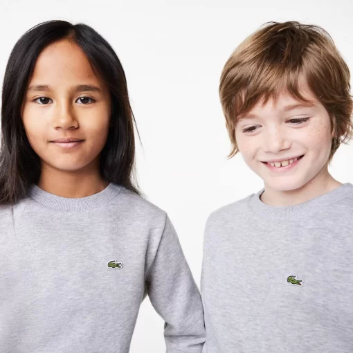 Lacoste Mädchenkleidung>Kinder Sweatshirt Aus Baumwoll-Flanell Heidekraut Grau Cca