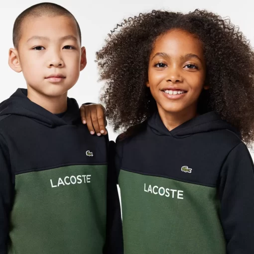 Lacoste Jungenkleidung>Kinder Sweatshirt Aus Baumwoll-Flanell Navy Blau / Dunkelgrun Mi7