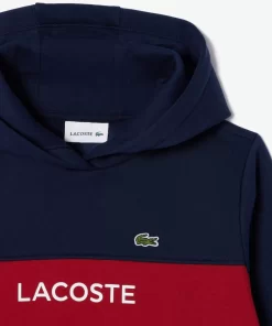 Lacoste Mädchenkleidung>Kinder Sweatshirt Aus Baumwoll-Flanell Navy Blau / Burgunder Isv