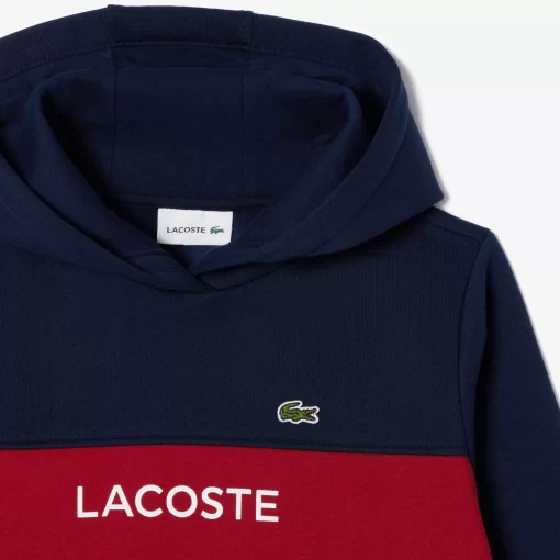 Lacoste Mädchenkleidung>Kinder Sweatshirt Aus Baumwoll-Flanell Navy Blau / Burgunder Isv