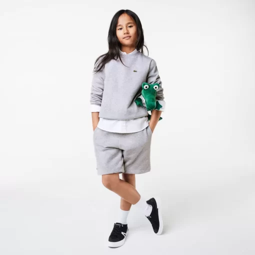 Lacoste Mädchenkleidung>Kinder Sweatshirt Aus Baumwoll-Flanell Heidekraut Grau Cca