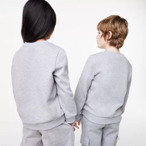 Lacoste Mädchenkleidung>Kinder Sweatshirt Aus Baumwoll-Flanell Heidekraut Grau Cca