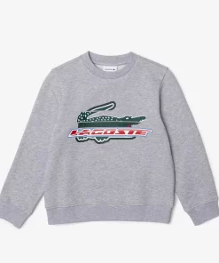 Lacoste Mädchenkleidung>Kinder Sweatshirt Aus Baumwoll-Fleece Heidekraut Grau Cca