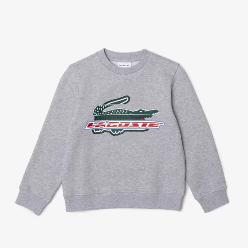 Lacoste Mädchenkleidung>Kinder Sweatshirt Aus Baumwoll-Fleece Heidekraut Grau Cca