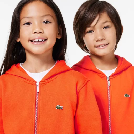 Lacoste Jungenkleidung>Kinder Sweatshirt Mit Kanguru-Tasche Orange Sji