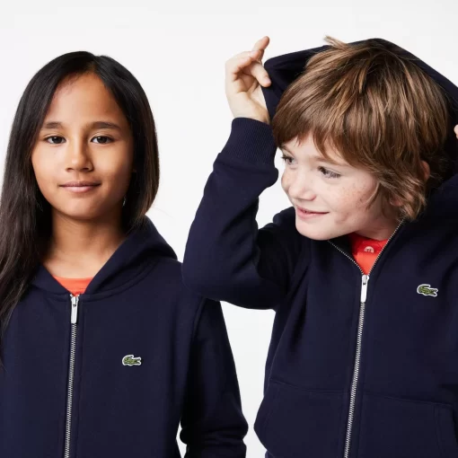 Lacoste Mädchenkleidung>Kinder Sweatshirt Mit Kanguru-Tasche Navy Blau 166