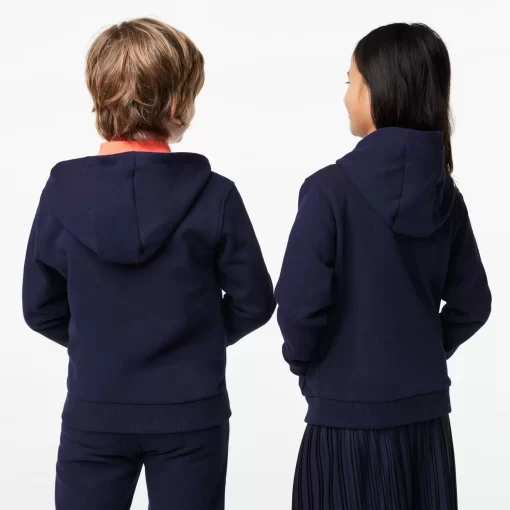 Lacoste Mädchenkleidung>Kinder Sweatshirt Mit Kanguru-Tasche Navy Blau 166