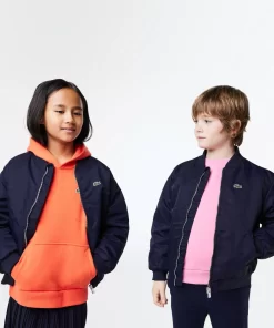 Lacoste Mädchenkleidung>Kinder Teddyjacke Aus Nylon Mit Colourblock Navy Blau 166