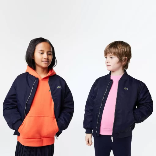 Lacoste Mädchenkleidung>Kinder Teddyjacke Aus Nylon Mit Colourblock Navy Blau 166