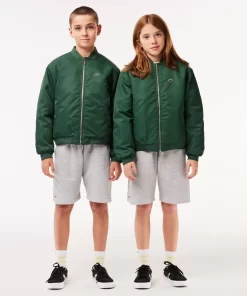 Lacoste Mädchenkleidung>Kinder Teddyjacke Aus Nylon Mit Colourblock Dunkelgrun Smi