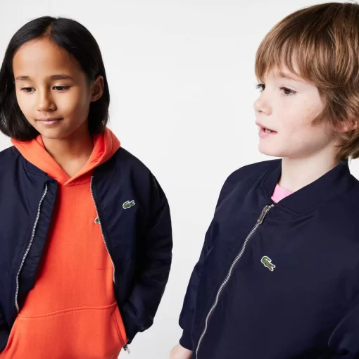 Lacoste Mädchenkleidung>Kinder Teddyjacke Aus Nylon Mit Colourblock Navy Blau 166