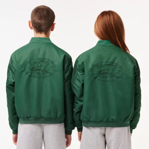 Lacoste Mädchenkleidung>Kinder Teddyjacke Aus Nylon Mit Colourblock Dunkelgrun Smi