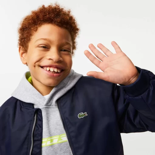 Lacoste Mädchenkleidung>Kinder Teddyjacke Aus Nylon Mit Colourblock Navy Blau 166