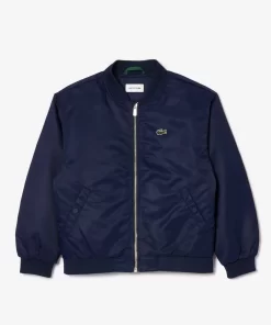 Lacoste Mädchenkleidung>Kinder Teddyjacke Aus Nylon Mit Colourblock Navy Blau 166