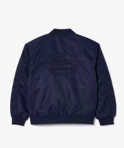 Lacoste Mädchenkleidung>Kinder Teddyjacke Aus Nylon Mit Colourblock Navy Blau 166