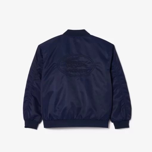 Lacoste Mädchenkleidung>Kinder Teddyjacke Aus Nylon Mit Colourblock Navy Blau 166