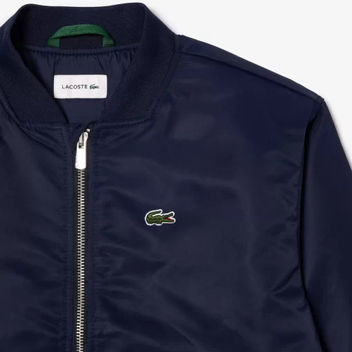 Lacoste Mädchenkleidung>Kinder Teddyjacke Aus Nylon Mit Colourblock Navy Blau 166