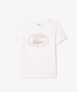 Lacoste Mädchenkleidung>Kinder T-Shirt Aus Baumwolljersey Mit Kontraststreifen Weis 001