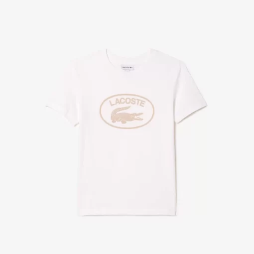 Lacoste Mädchenkleidung>Kinder T-Shirt Aus Baumwolljersey Mit Kontraststreifen Weis 001