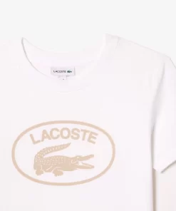 Lacoste Mädchenkleidung>Kinder T-Shirt Aus Baumwolljersey Mit Kontraststreifen Weis 001