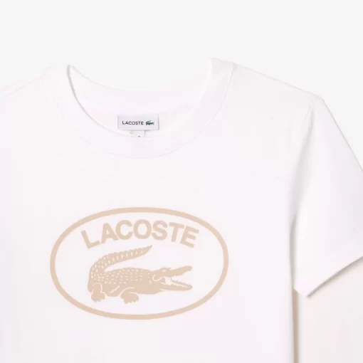 Lacoste Mädchenkleidung>Kinder T-Shirt Aus Baumwolljersey Mit Kontraststreifen Weis 001