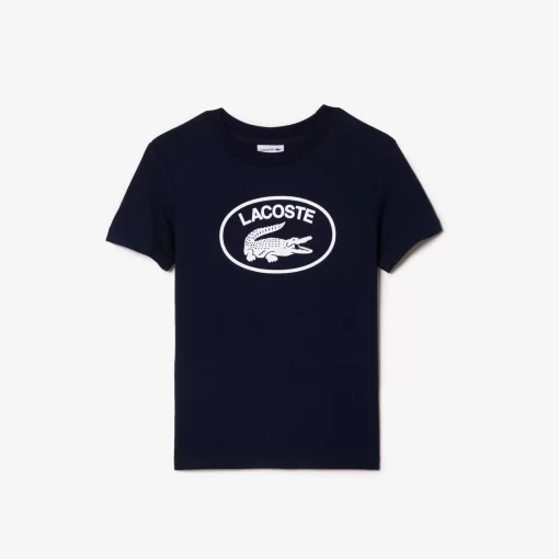 Lacoste Mädchenkleidung>Kinder T-Shirt Aus Baumwolljersey Mit Kontraststreifen Navy Blau 166