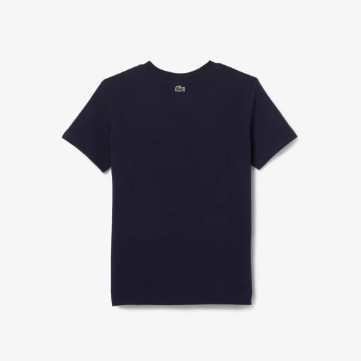 Lacoste Mädchenkleidung>Kinder T-Shirt Aus Baumwolljersey Mit Kontraststreifen Navy Blau 166