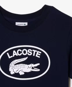 Lacoste Mädchenkleidung>Kinder T-Shirt Aus Baumwolljersey Mit Kontraststreifen Navy Blau 166