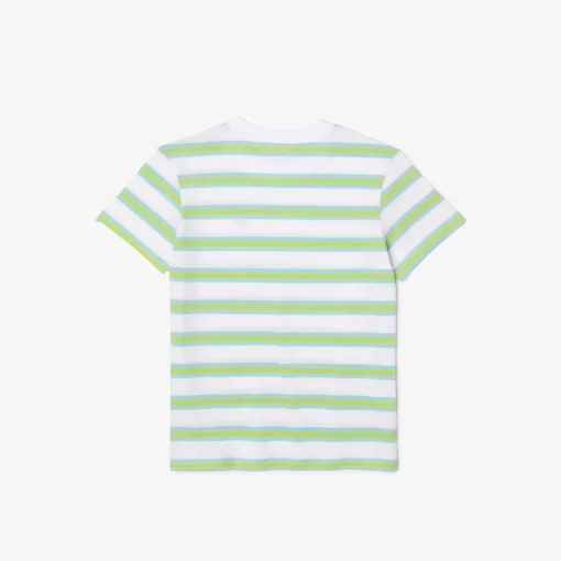 Lacoste Jungenkleidung>Kinder T-Shirt Aus Baumwolljersey Mit Streifen Weis Sbh