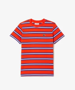 Lacoste Jungenkleidung>Kinder T-Shirt Aus Baumwolljersey Mit Streifen Orange / Lila / Weis Qi4