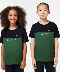 Lacoste Mädchenkleidung>Kinder T-Shirt Aus Bio-Baumwoll-Jersey Navy Blau / Dunkelgrun Mi7