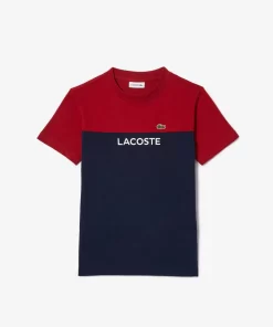 Lacoste Mädchenkleidung>Kinder T-Shirt Aus Bio-Baumwoll-Jersey Burgunder / Navy Blau Iqf