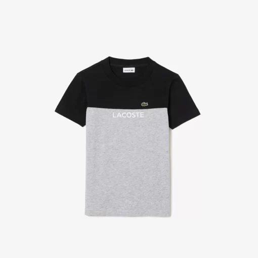 Lacoste Mädchenkleidung>Kinder T-Shirt Aus Bio-Baumwoll-Jersey Schwarz / Heidekraut Grau Snp