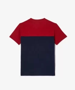 Lacoste Mädchenkleidung>Kinder T-Shirt Aus Bio-Baumwoll-Jersey Burgunder / Navy Blau Iqf