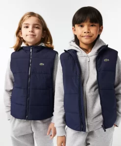 Lacoste Mädchenkleidung>Kinder Westenjacke Aus Taft Navy Blau 166