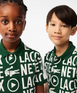 Lacoste Mädchenkleidung>Kinder X Netflix Poloshirt Aus Bio-Baumwoll Weis / Grun 737