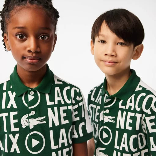 Lacoste Mädchenkleidung>Kinder X Netflix Poloshirt Aus Bio-Baumwoll Weis / Grun 737