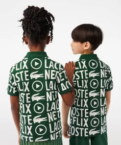 Lacoste Mädchenkleidung>Kinder X Netflix Poloshirt Aus Bio-Baumwoll Weis / Grun 737