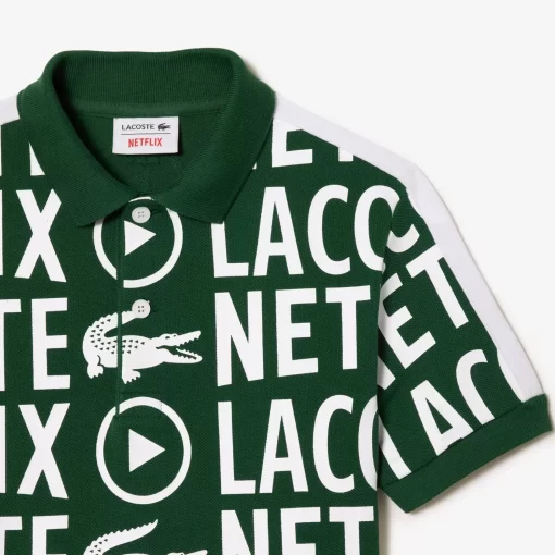 Lacoste Mädchenkleidung>Kinder X Netflix Poloshirt Aus Bio-Baumwoll Weis / Grun 737