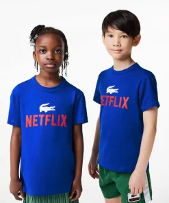 Lacoste Mädchenkleidung>Kinder X Netflix T-Shirt Aus Bio-Baumwolle Mit Aufdruck Kobaltblau Jq0